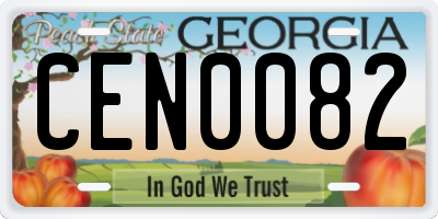 GA license plate CEN0082