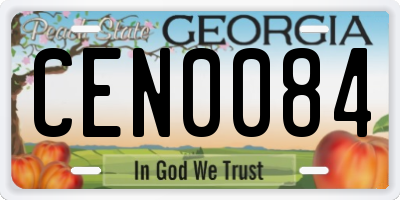 GA license plate CEN0084