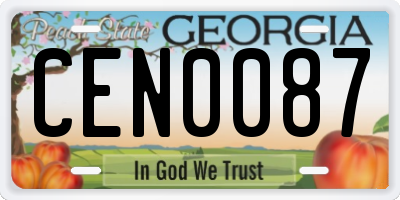 GA license plate CEN0087