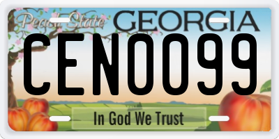 GA license plate CEN0099