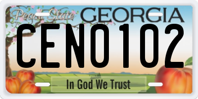 GA license plate CEN0102