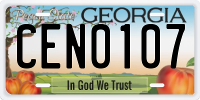 GA license plate CEN0107