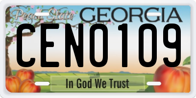 GA license plate CEN0109