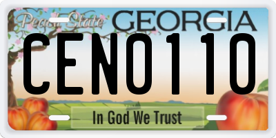 GA license plate CEN0110