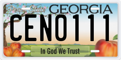 GA license plate CEN0111