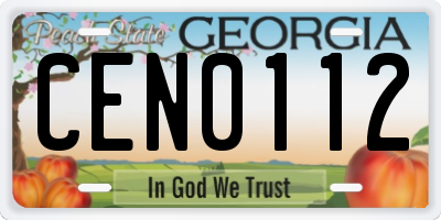 GA license plate CEN0112