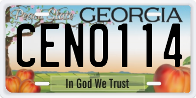 GA license plate CEN0114