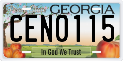 GA license plate CEN0115