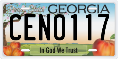 GA license plate CEN0117