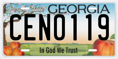 GA license plate CEN0119