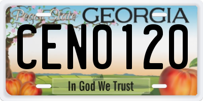 GA license plate CEN0120