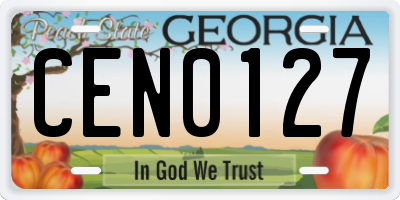 GA license plate CEN0127