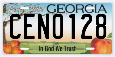 GA license plate CEN0128