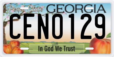 GA license plate CEN0129