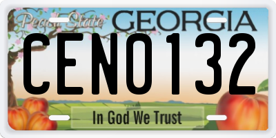 GA license plate CEN0132