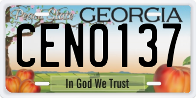 GA license plate CEN0137