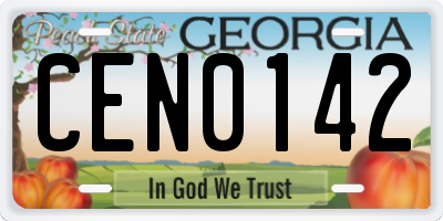 GA license plate CEN0142