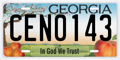 GA license plate CEN0143