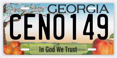 GA license plate CEN0149