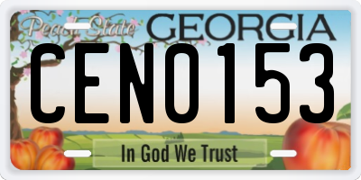 GA license plate CEN0153