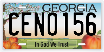GA license plate CEN0156