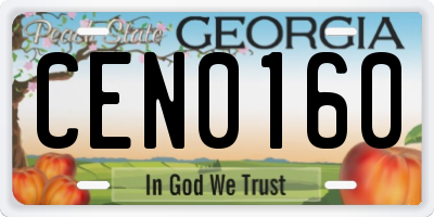GA license plate CEN0160
