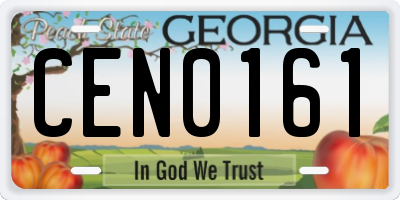 GA license plate CEN0161