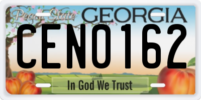 GA license plate CEN0162