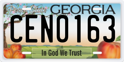 GA license plate CEN0163