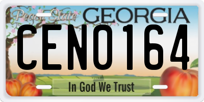 GA license plate CEN0164