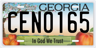 GA license plate CEN0165