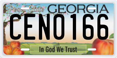 GA license plate CEN0166