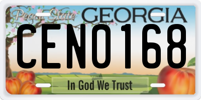 GA license plate CEN0168