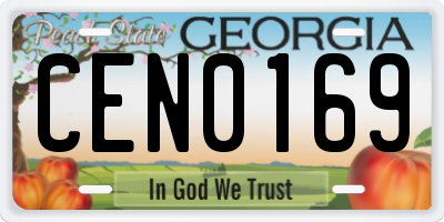 GA license plate CEN0169