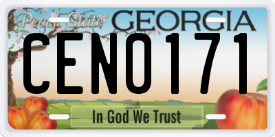 GA license plate CEN0171