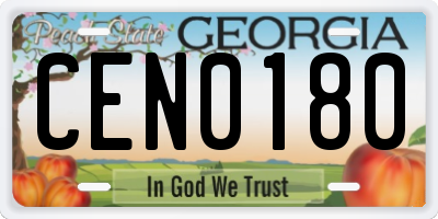 GA license plate CEN0180