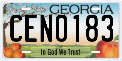 GA license plate CEN0183