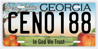 GA license plate CEN0188