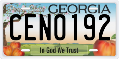 GA license plate CEN0192