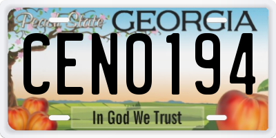 GA license plate CEN0194