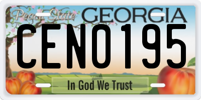 GA license plate CEN0195