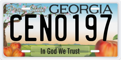 GA license plate CEN0197