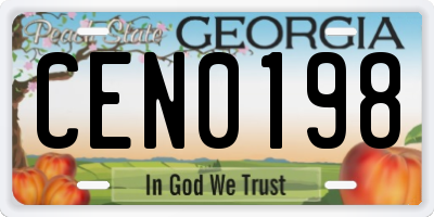 GA license plate CEN0198
