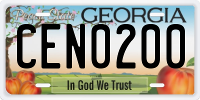 GA license plate CEN0200