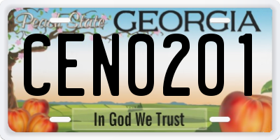 GA license plate CEN0201