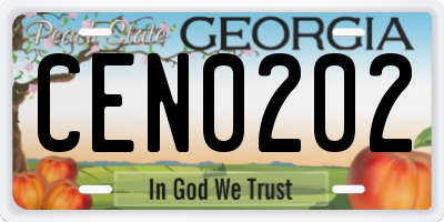 GA license plate CEN0202
