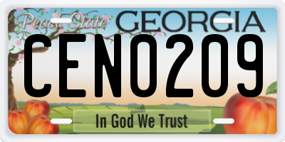 GA license plate CEN0209