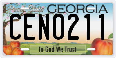 GA license plate CEN0211
