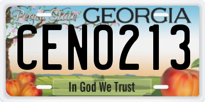 GA license plate CEN0213