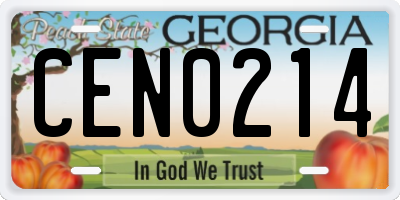 GA license plate CEN0214